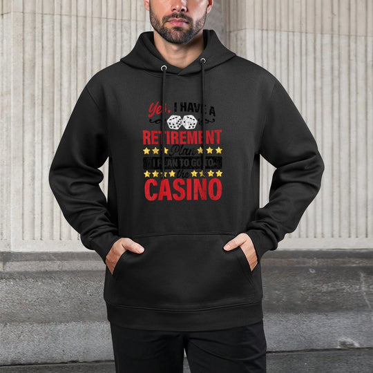 Casino Retirement Plan Funny Gambling Gambler Graphic Cotton-Polyester Blend Hoodie