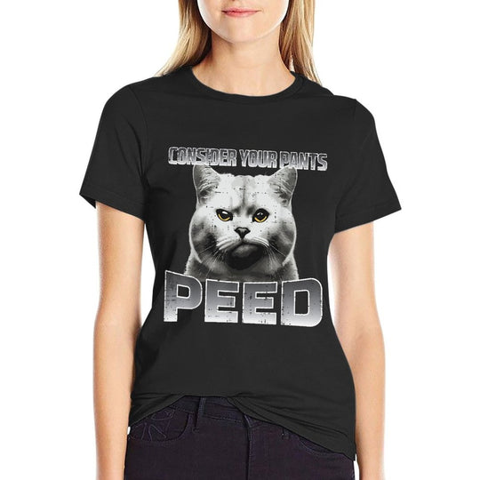 Funny Cat Consider Your Pants Peed Silly Meme Men Women Kids  Rolled Sleeves T-Shirt