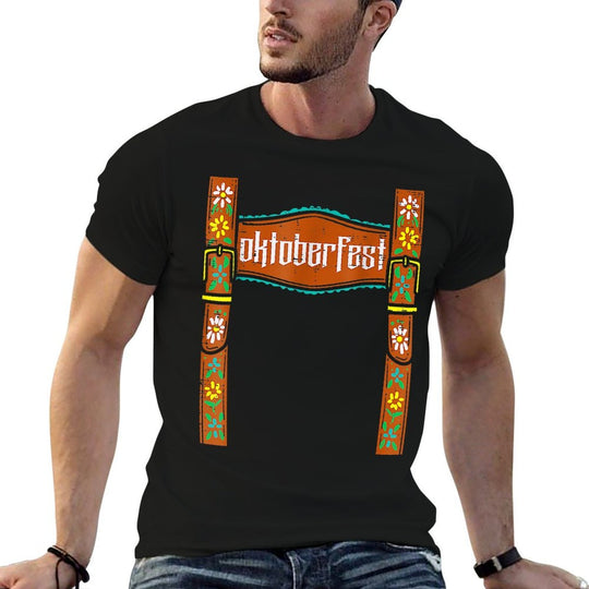 Oktoberfest Lederhosen Costume Cute German Bavarian Men Boys  Easy-care T-Shirt