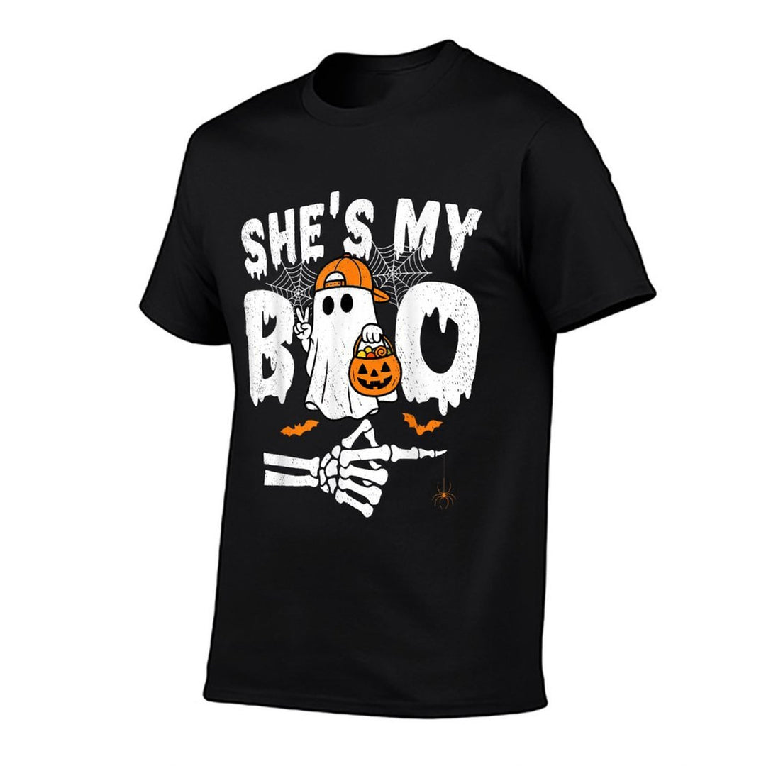 Hes My Boo Matching Couple Halloween Couples Shes My Boo Comfortable T-Shirt