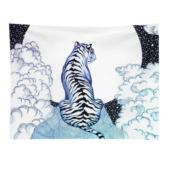 Ombre Tiger Moon Tapestry