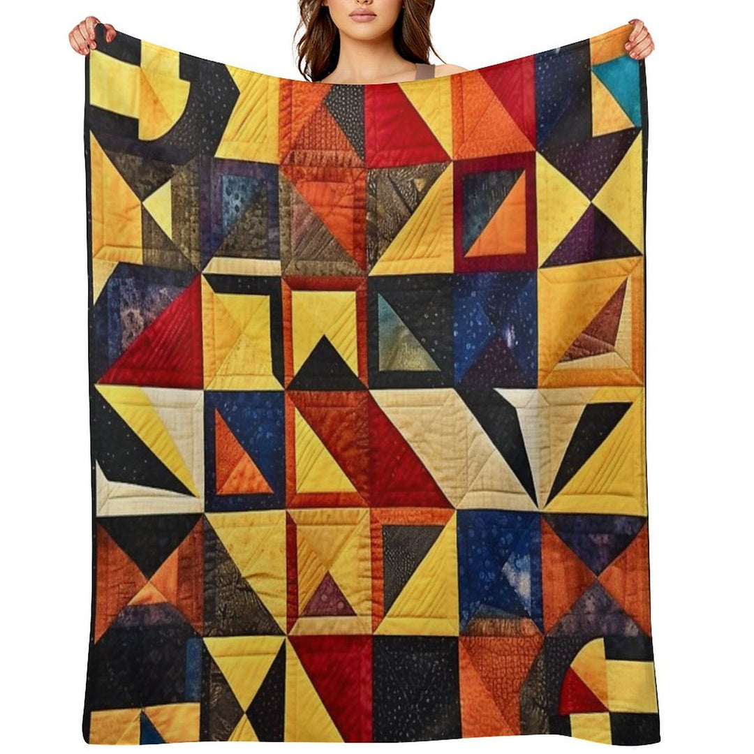 Block Quilt Pattern Gift-ready Throw Blanket