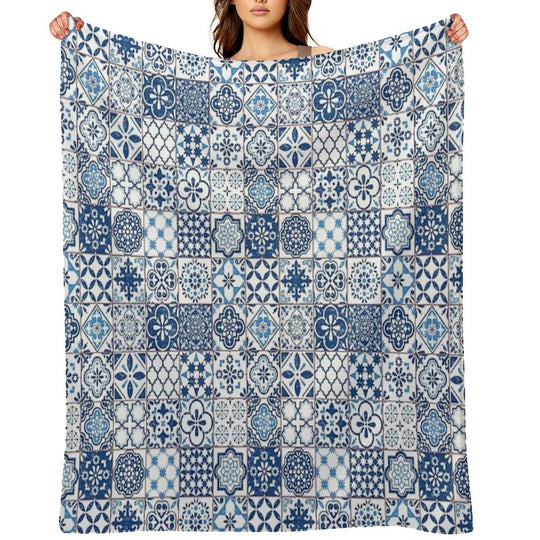 Portuguese Azulejos Durable Throw Blanket