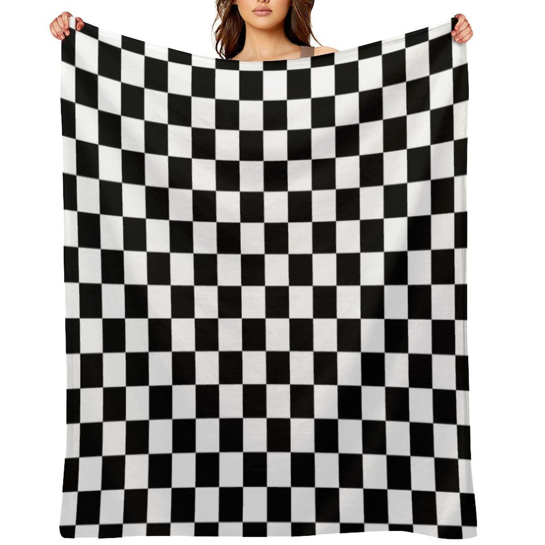 Black And White Checkerboard Pattern Anti-pilling Throw Blanket