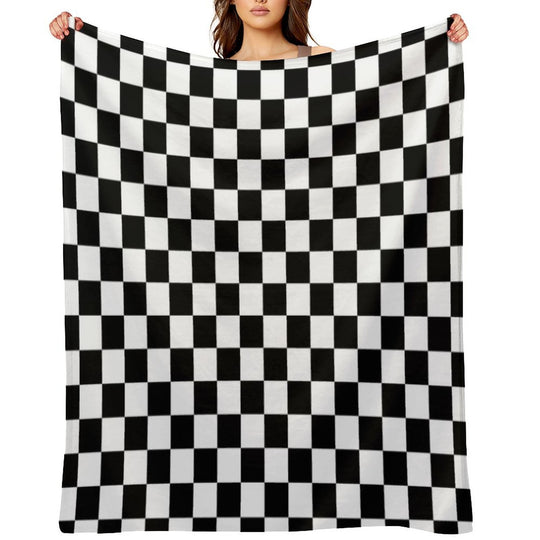 Black And White Checkerboard Pattern Anti-pilling Throw Blanket