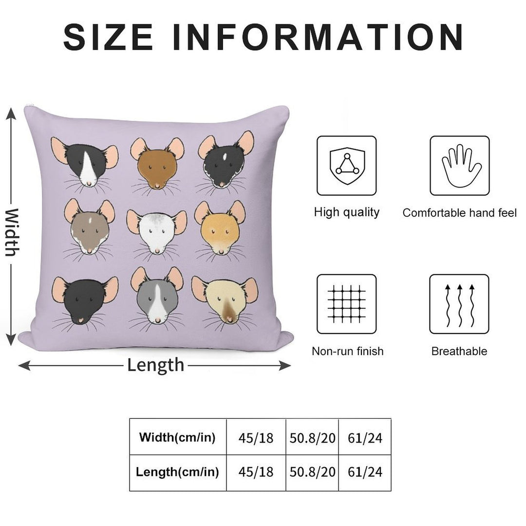 Ratty Faces Soft Washable Throw Pillow