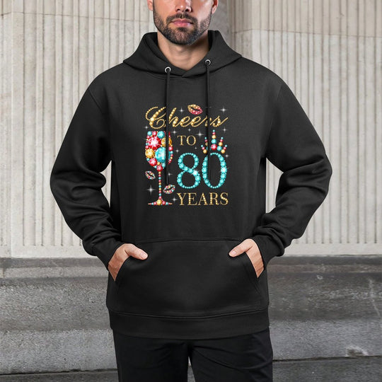Cheers To 80 Years, 80 Years Old Women, 80 Birthday Cute Relaxed Fit Hoodie