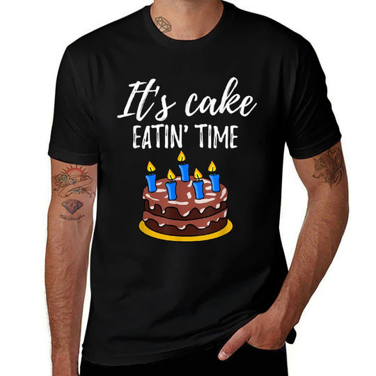 Cake Eatin' Time Fifty 50th Birthday Gag Joke Father Gift  Easy-care T-Shirt