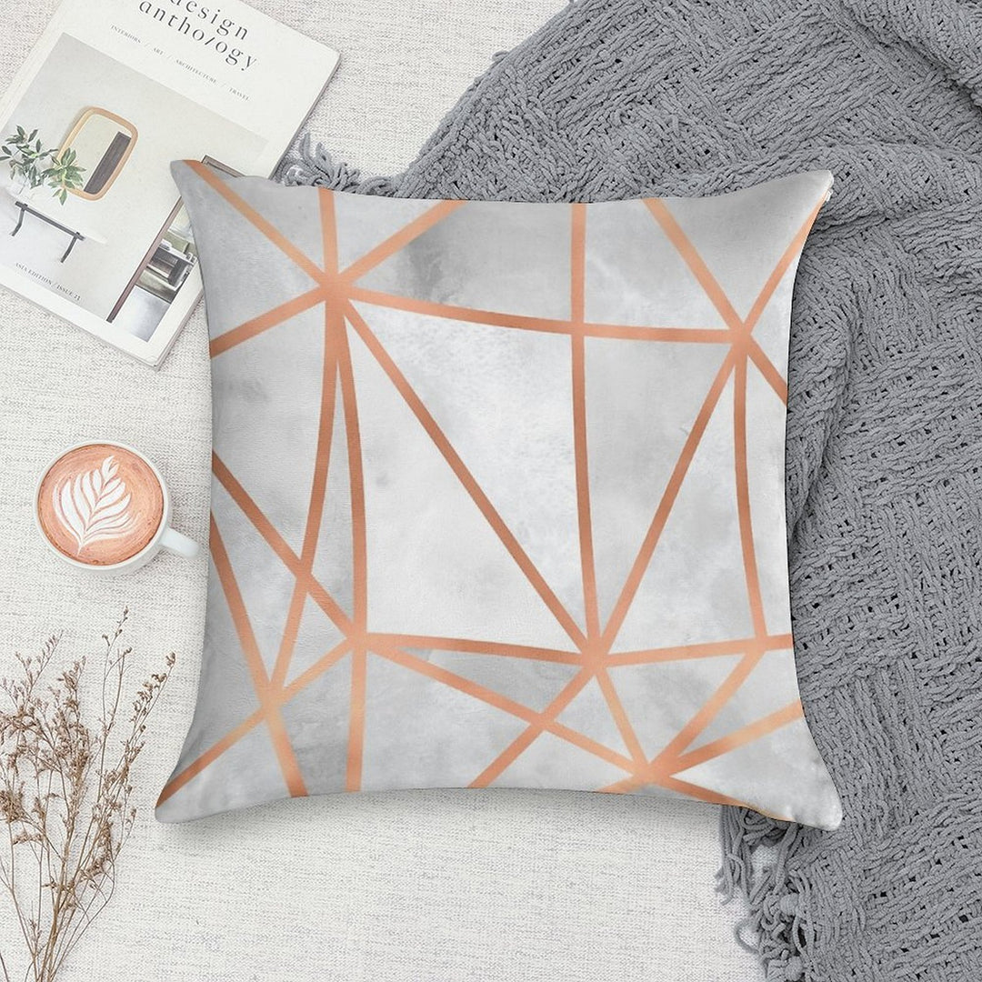 White & Copper Geo Soft High-Density Material Throw Pillow