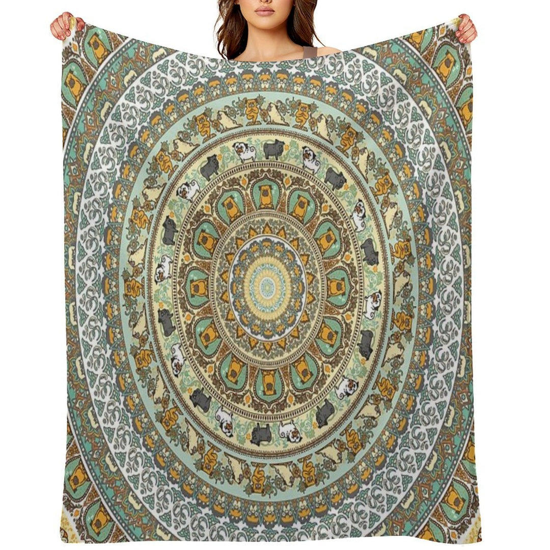 Pug Yoga Medallion Eco-conscious Throw Blanket