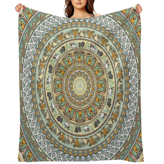 Pug Yoga Medallion Eco-conscious Throw Blanket
