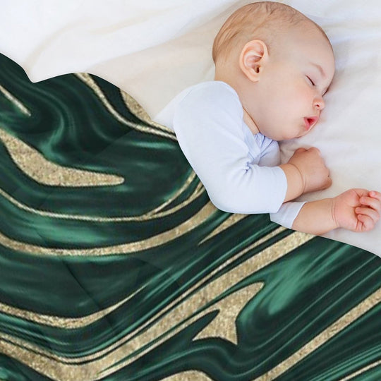 Emerald Green Black Gold Marble #1 #decor #art Versatility Throw Blanket