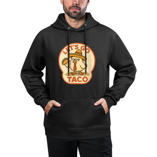 Womens Let’s Go Taco Chicken Humor Sombrero Tie 2025 Funwear Style Shape Retention Hoodie