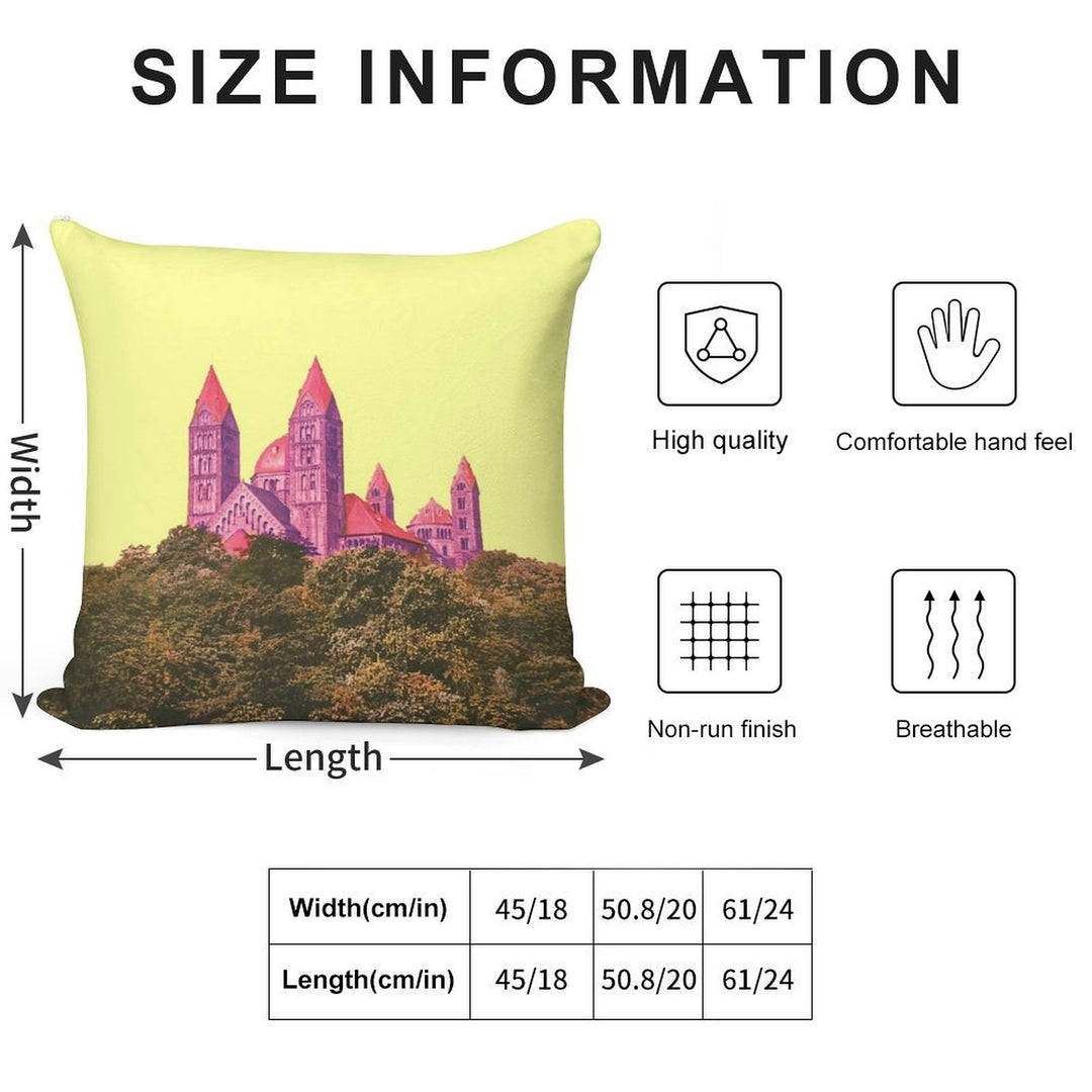 Speyer Cathedral, Elegant City View, Romanesque Architecture, Nostalgic Soft Short Plush Fabric Throw Pillow