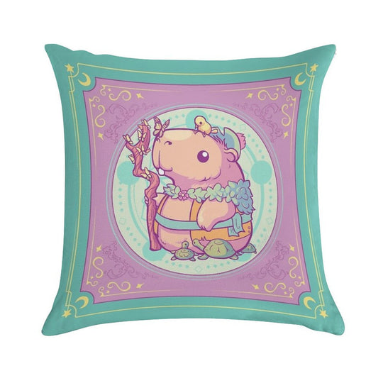 Druid Capybara Soft Reinforced Edging Throw Pillow