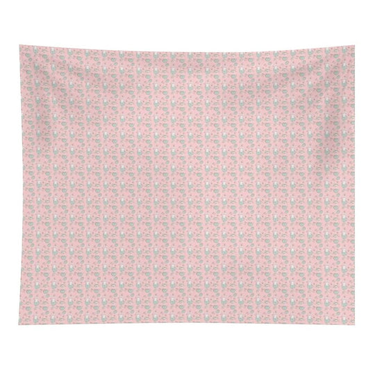Cute Bunny Teacup Seamless Pattern Pretty Pink Tapestry