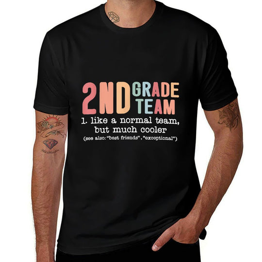 Teacher 2ND Grade Team Like A Normal Team But Much Cooler  Ribbed Collar T-Shirt