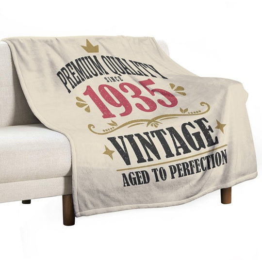 90th Birthday Vintage 90 Years Premium Quality Since 1935 Eco-conscious Throw Blanket