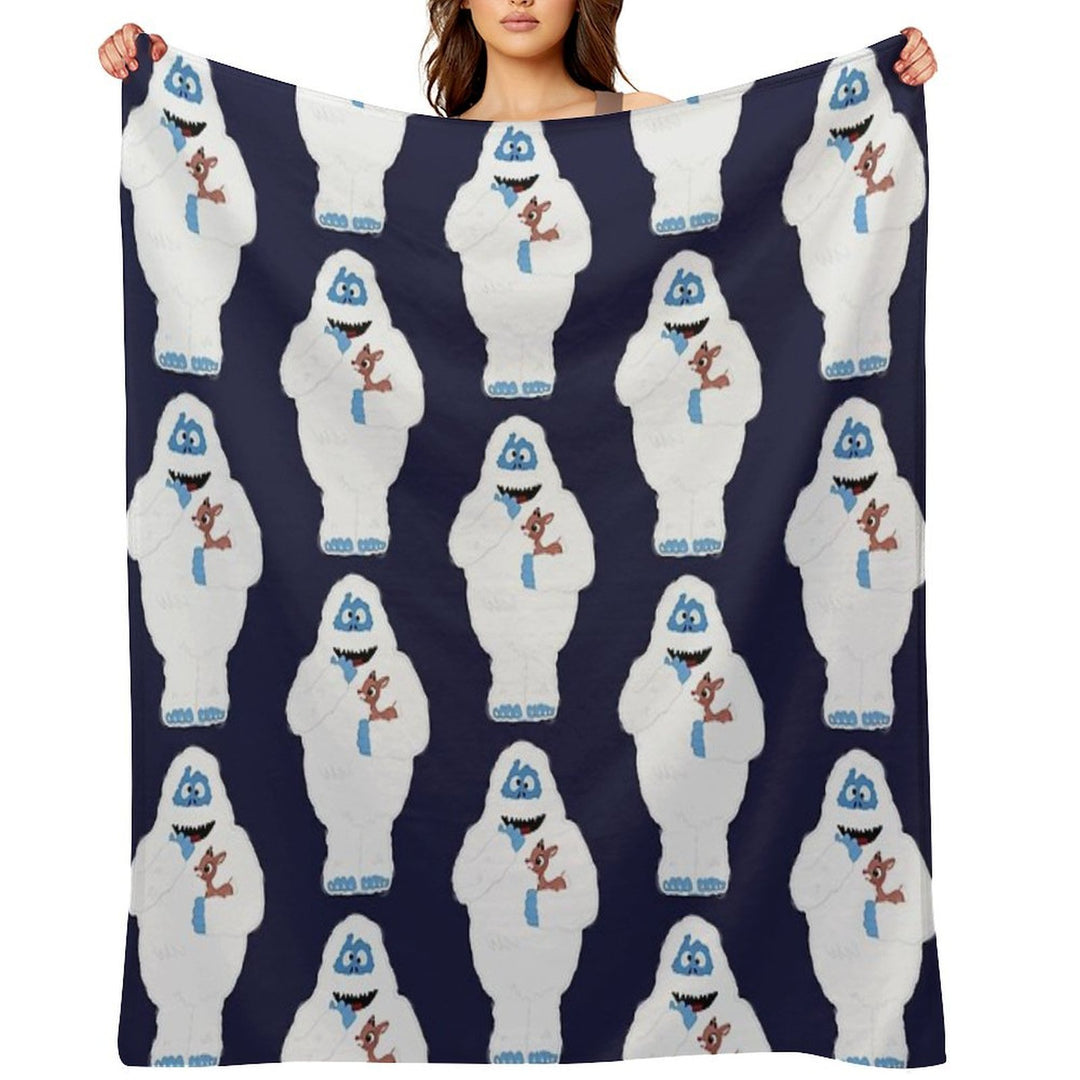 Classic Christmas Abominable Snowman with Rudolph © GraphicLoveShop Compact Throw Blanket