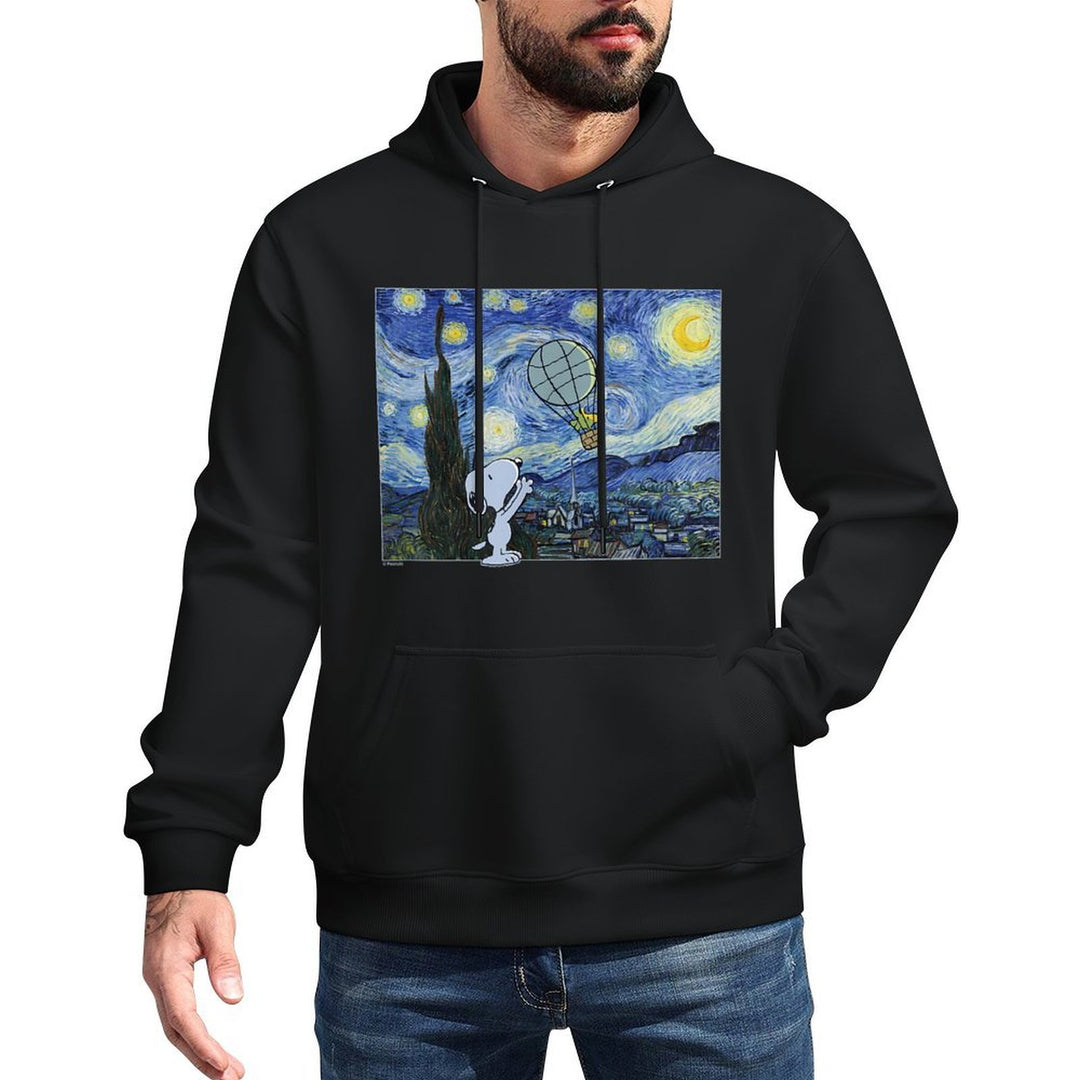 Starry Night Snoopy & Woodstock Balloon Adjustable Hood Hoodie