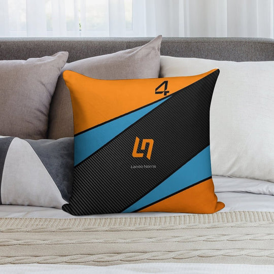 F1 2025 Lando Norris Carbon Fibre Black, Blue And Orange Soft Multiple Sizes Throw Pillow