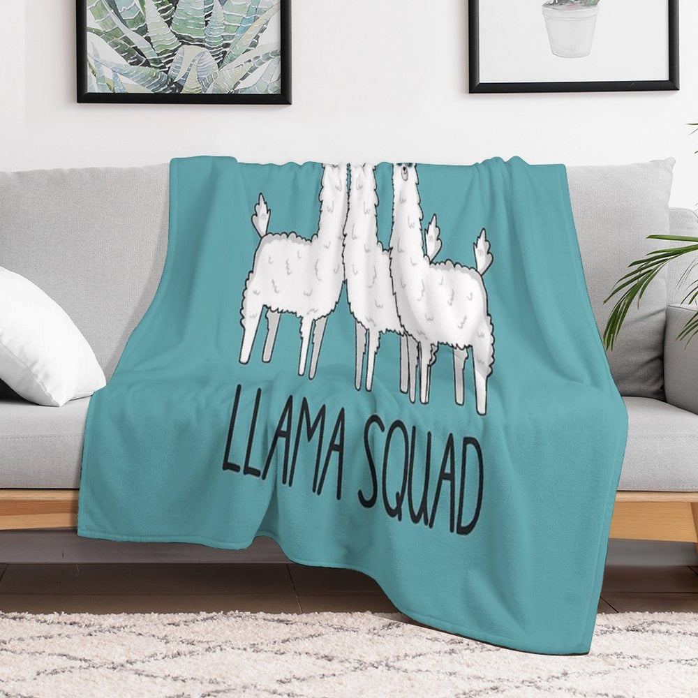 Llama Squad- Funny Cute Llama Gift Plush Throw Blanket