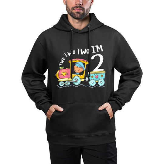 Kids Funny 2nd Birthday Train Boy Two Two I'm Two Years Old Shape Retention Hoodie