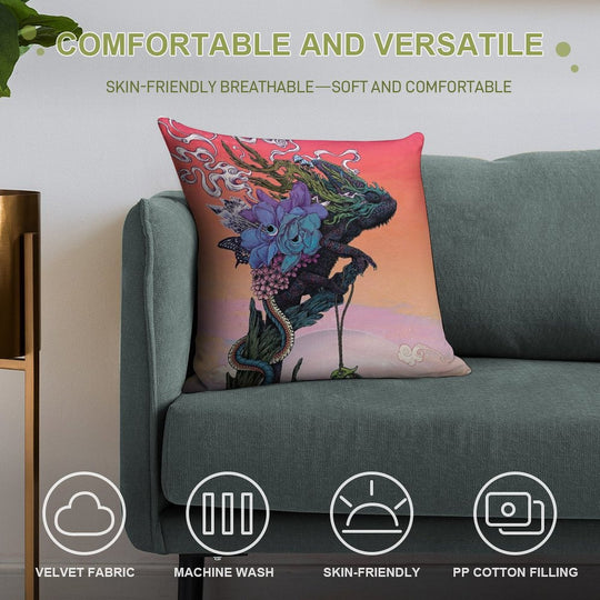 Phantasmagoria Soft Hidden Zipper Throw Pillow