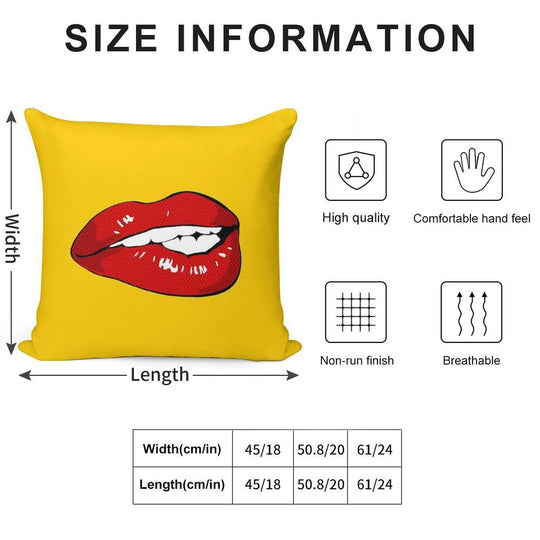 Sexy Biting Lips Throw Pillow Face Mask Soft Short Plush Fabric Throw Pillow