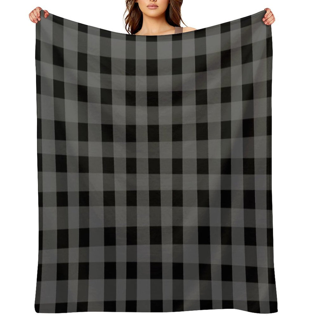 Black Pop Plaid Wrinkle-free Throw Blanket