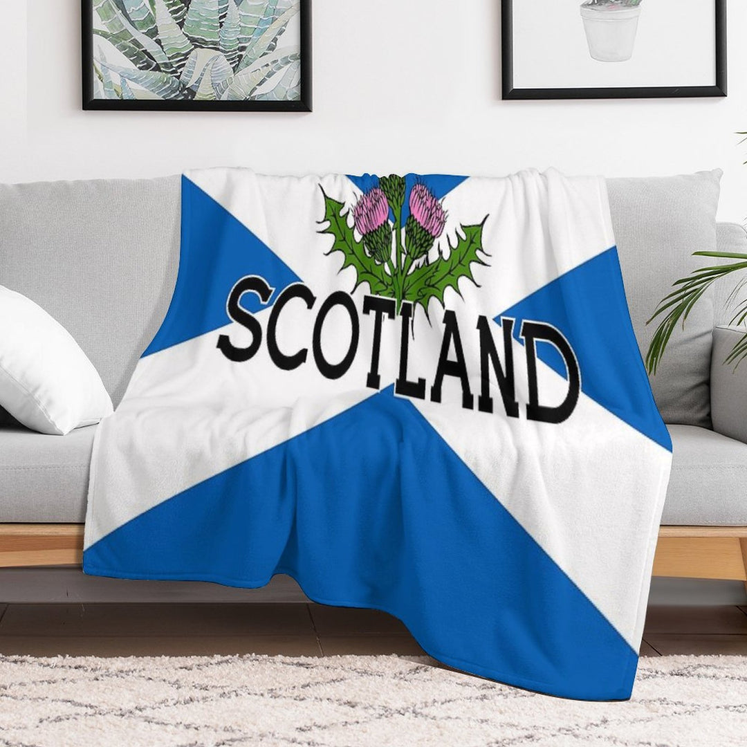 Scotland Saltire Flag - Scottish St Andrews Cross And Thistle, Scottish Pride Shrink-resistant Throw Blanket