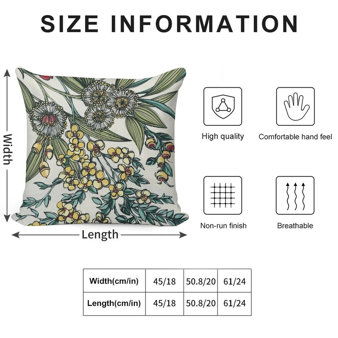 Retro Australian Native Floral Soft Short Plush Fabric Throw Pillow