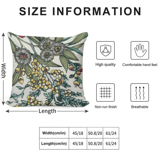 Retro Australian Native Floral Soft Short Plush Fabric Throw Pillow