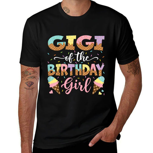 Gigi Of The Birthday Girl Ice Cream Lover Party  Heathered Texture T-Shirt