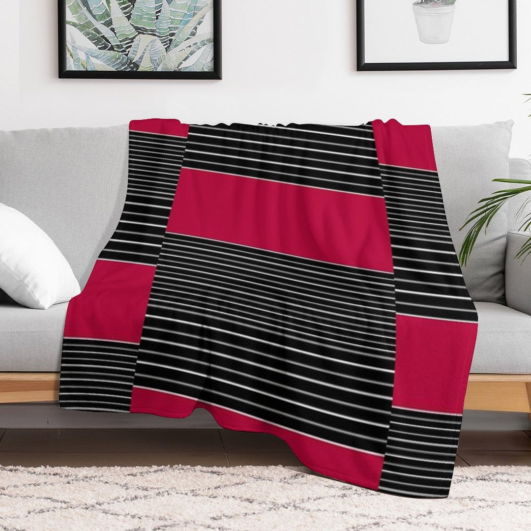 Striped Simple Red , Gray , White Pattern SPORTCLUB All-season Throw Blanket