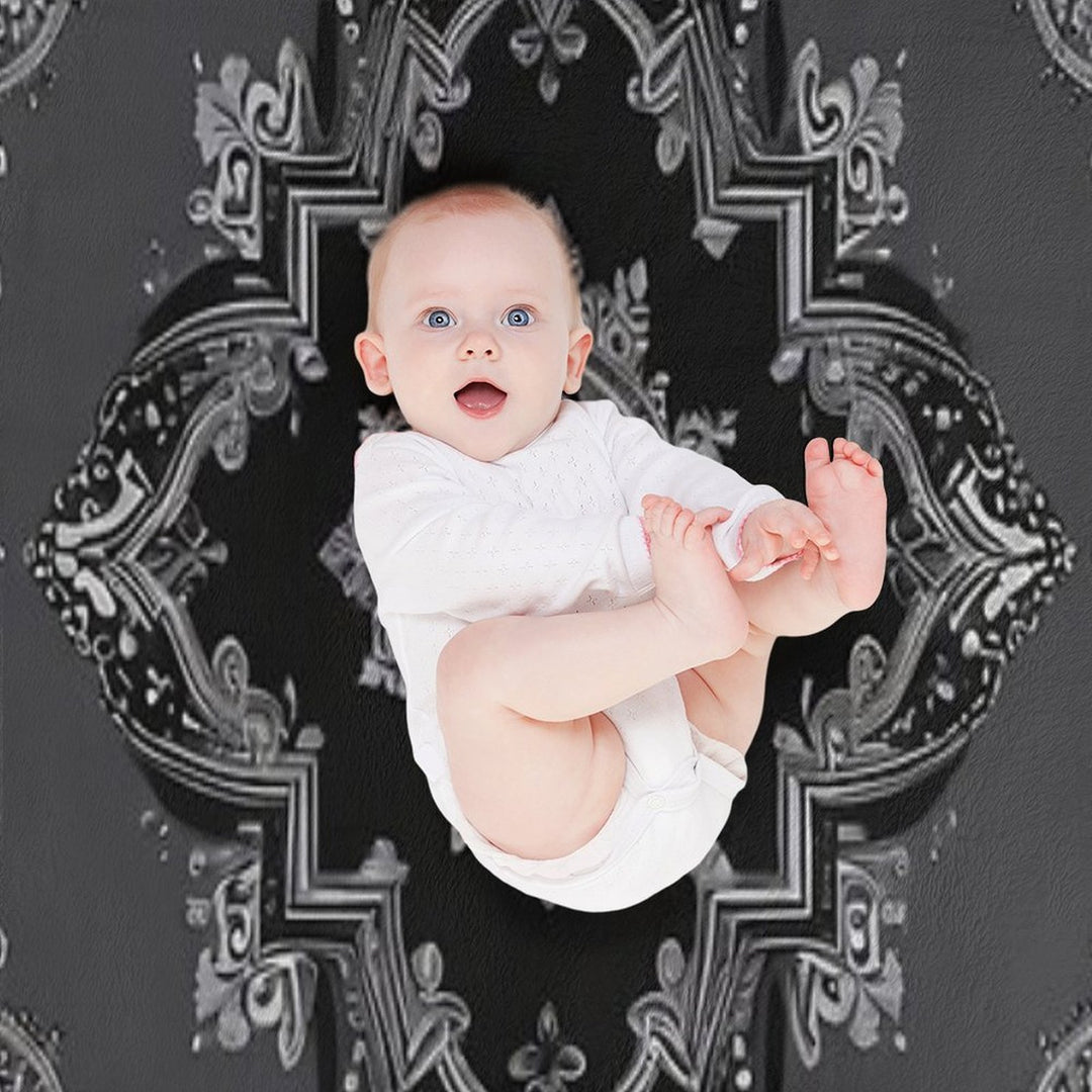 RogerPattern - Timeless Elegance Black & Gray Bandana for Fashion & Home Travel-friendly Throw Blanket