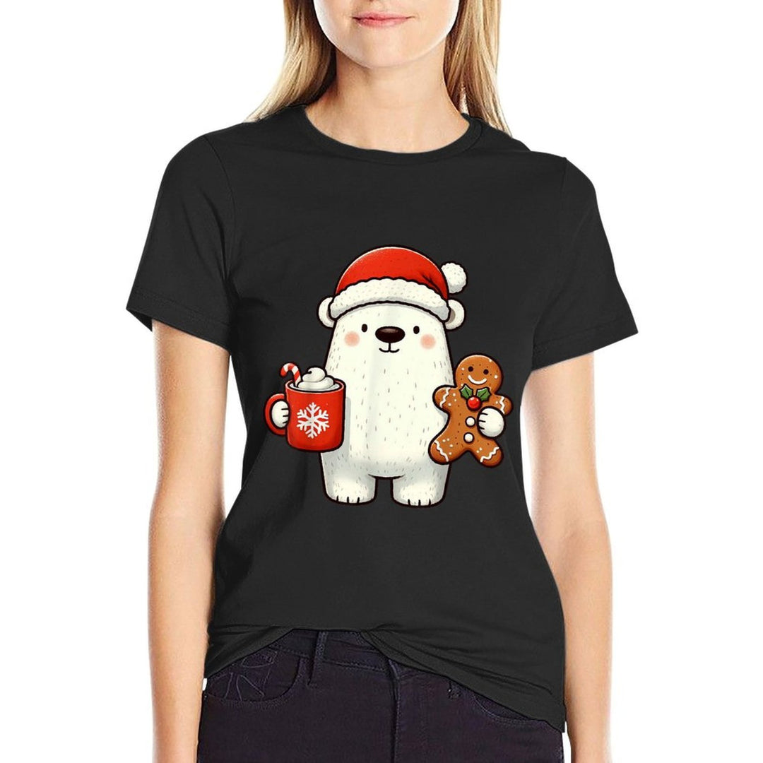 Polar Bear Santa Hat Christmas Holiday Xmas Coffee Cookies  Eco-friendly Material T-Shirt