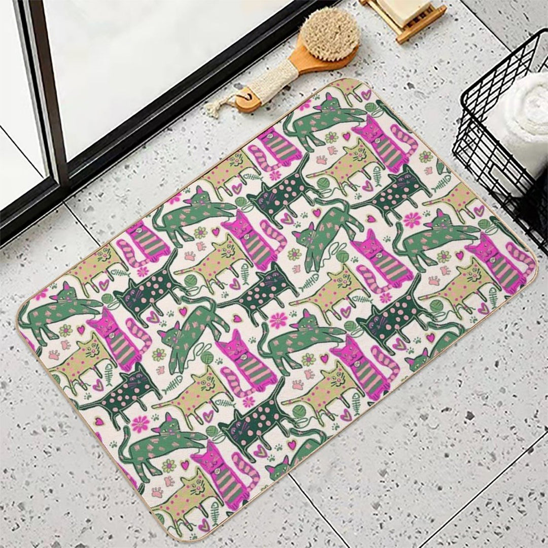 Playful Cats  Non-Slip Bath Mat