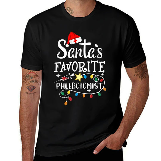 Santas Favorite Phlebotomist Christmas Phlebotomy RN Nurse  Summer-ready Fabric T-Shirt