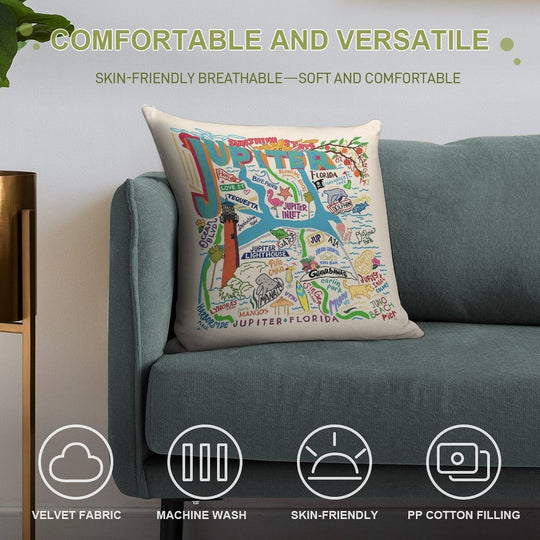 Jupiter, FL Soft Hidden Zipper Throw Pillow