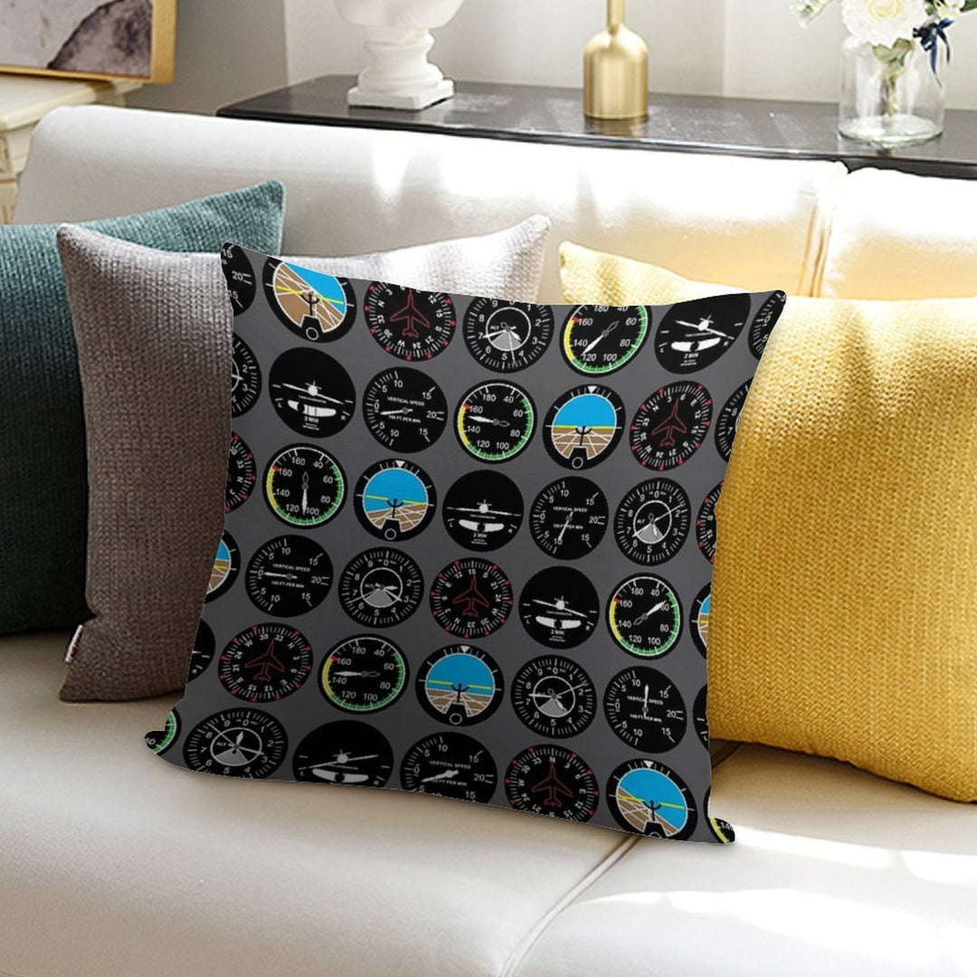 Flight Instruments Soft Decorative Cover Throw Pillow