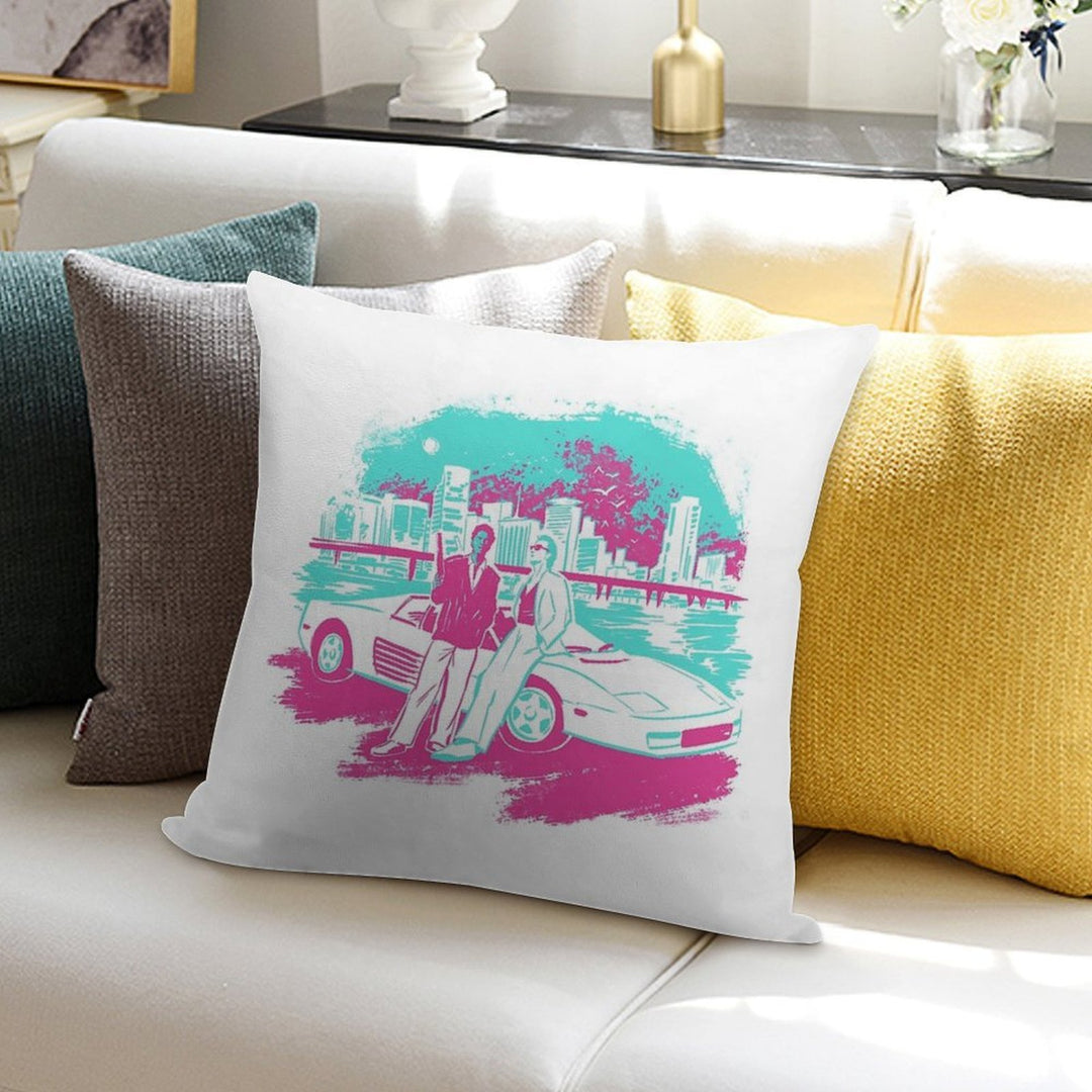 Miami Vice Sunset Soft Decorative Cover Throw Pillow