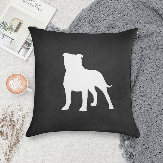 Staffordshire Bull Terrier Silhouette(s) Soft Decorative Cover Throw Pillow