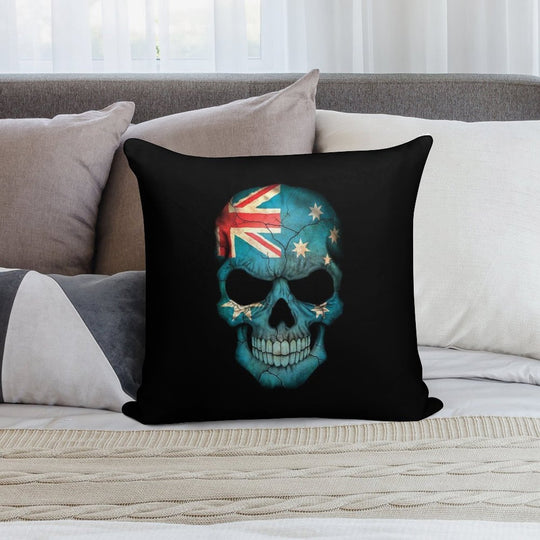 Australian Flag Skull Soft Warmth Comfort Throw Pillow