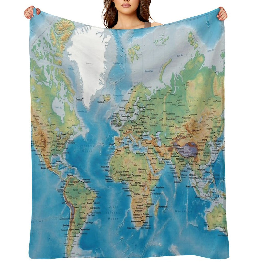 Huge Detailed World Map - Great for Homeschooling Eco-conscious Throw Blanket