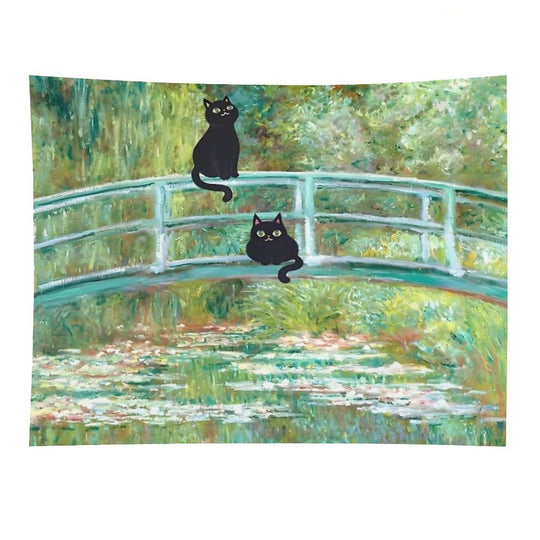 Monet's The Water Lily Pond Bridge with The Cats Tapestry