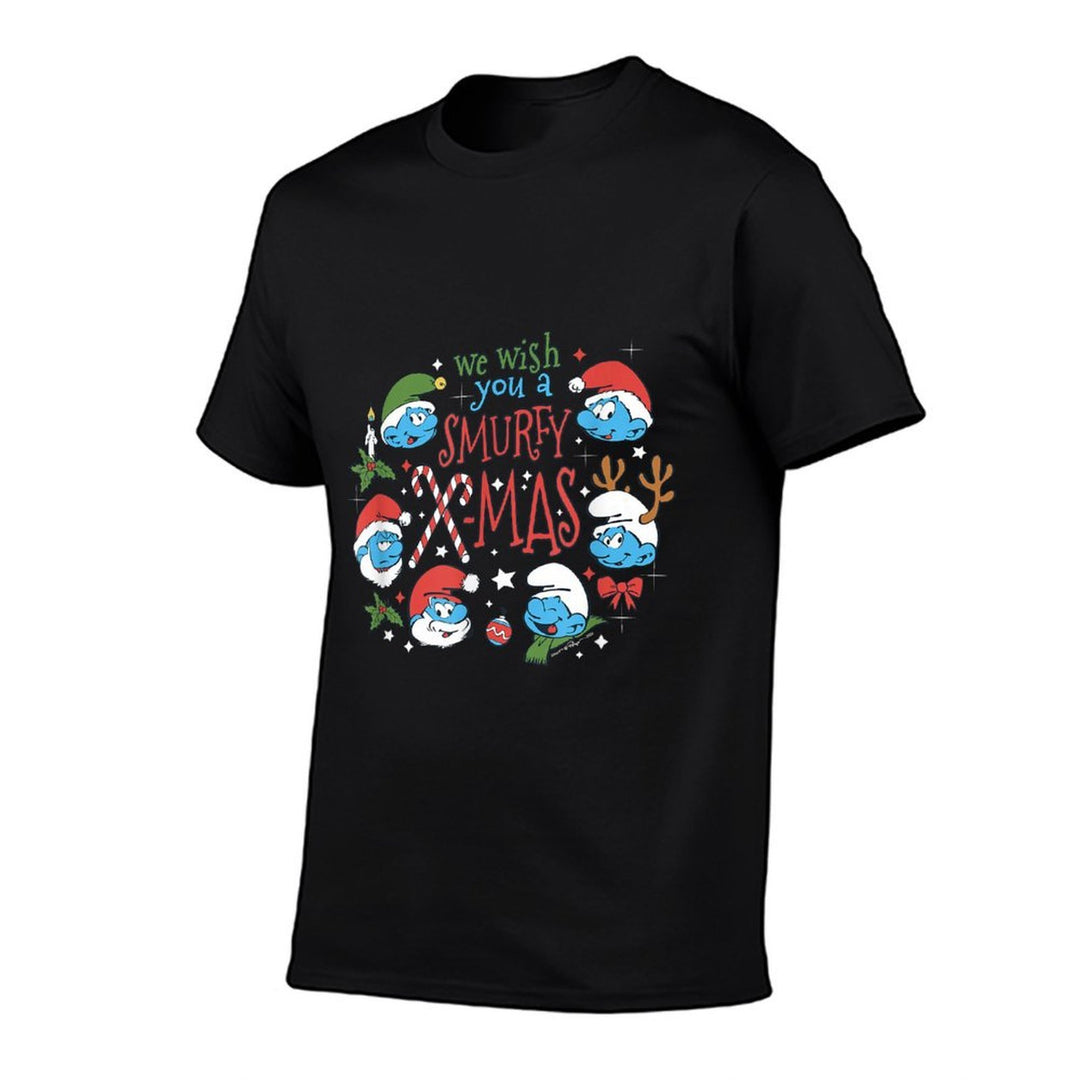 The Smurfs Christmas We Wish You A Smurfy X-Mas  High-quality Stitching T-Shirt