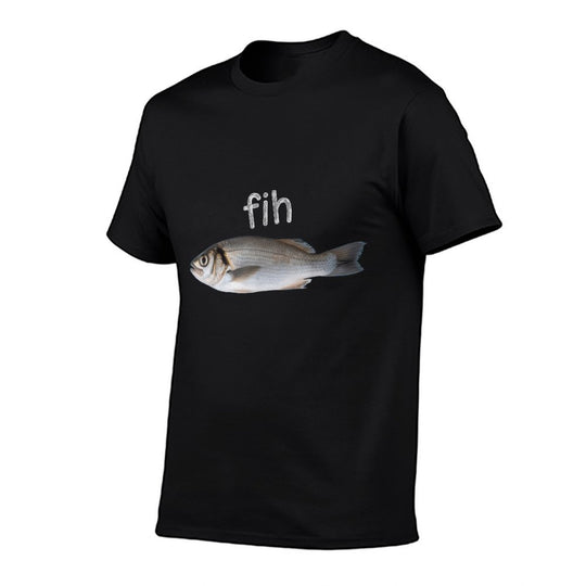 “Fih” Funny Misspelled Fish Meme  Rolled Sleeves T-Shirt