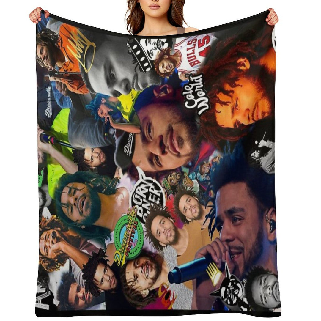 J Cole Collage Easy Care Throw Blanket