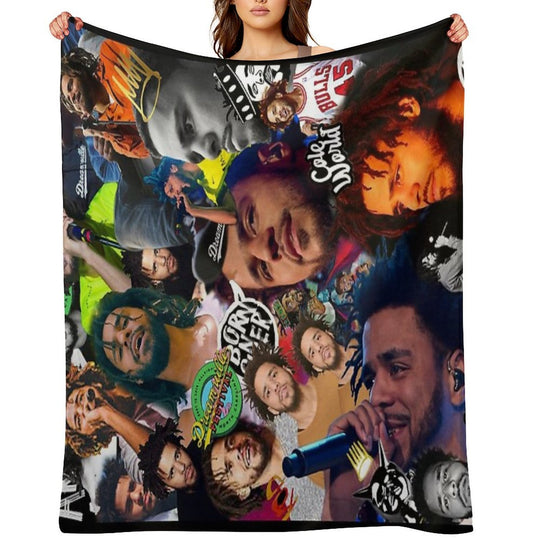 J Cole Collage Easy Care Throw Blanket